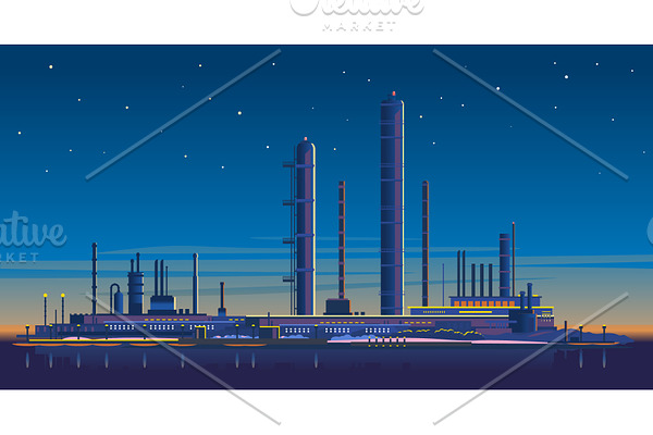Industrial factory at night