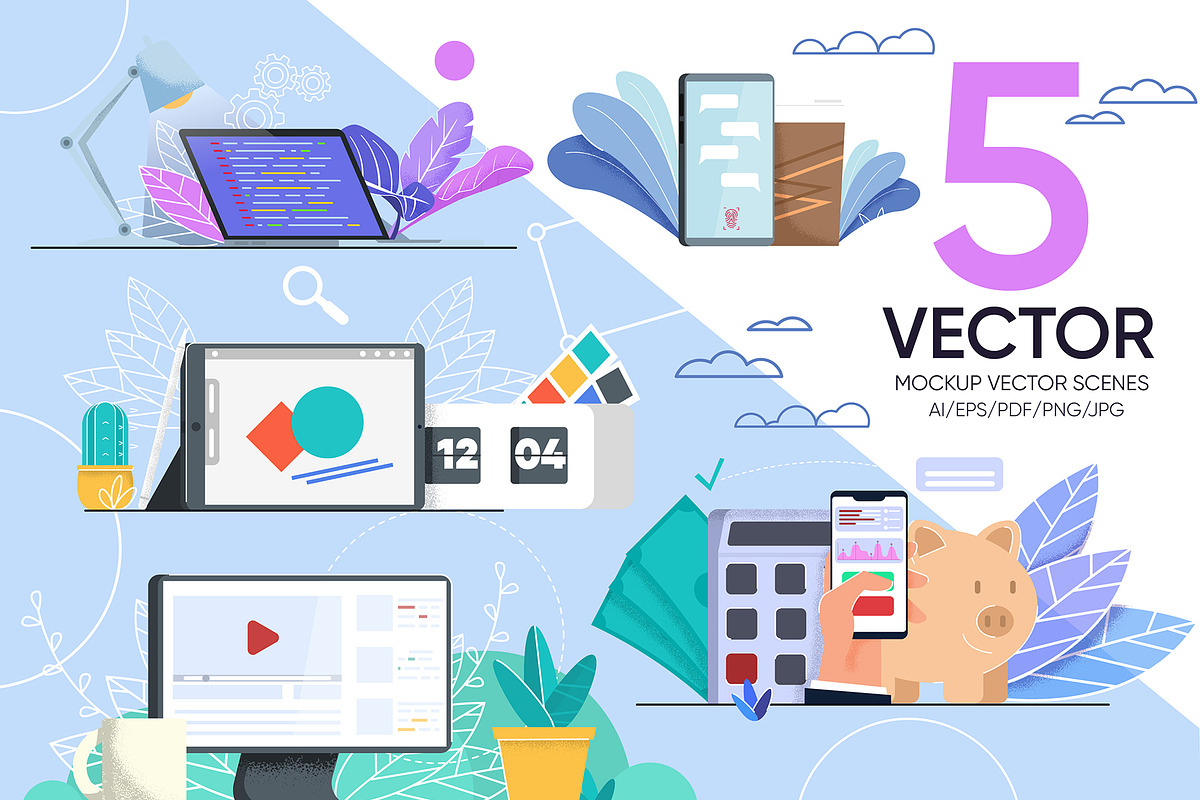 Mockup Vector Set Template in Landing Page Templates - product preview 8
