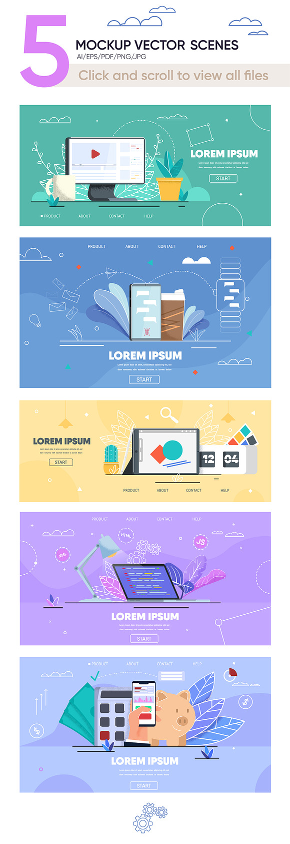 Mockup Vector Set Template in Landing Page Templates - product preview 1