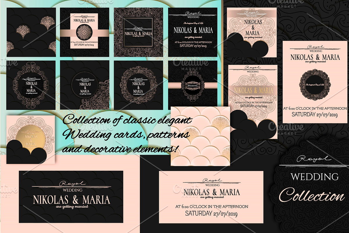 Big set of 15 Cards & 3 backgrounds in Wedding Templates - product preview 8