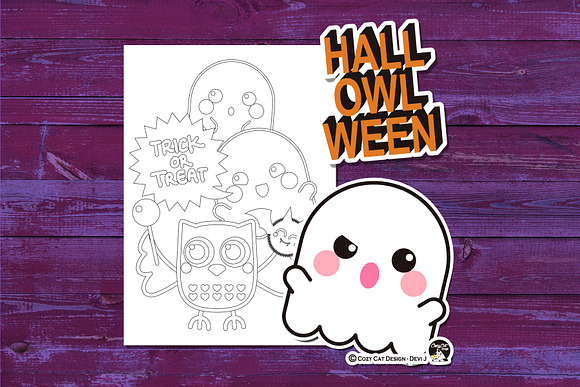 Owl Halloween Coloring Pages in Illustrations - product preview 1