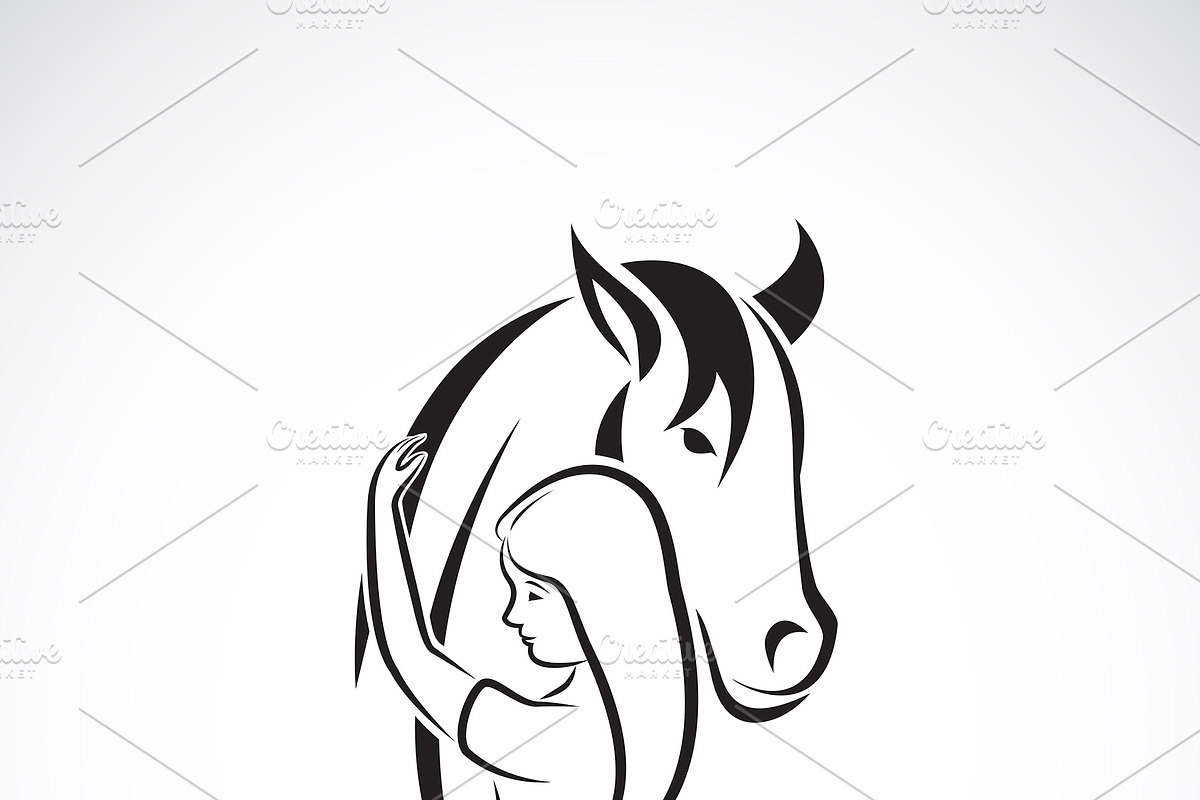 Vector of the horse and girl. Animal in Icons - product preview 8