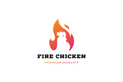 fire chicken flame hot logo vector