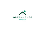 green house leaf roof logo vector