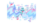 Seamless pattern with winter items.