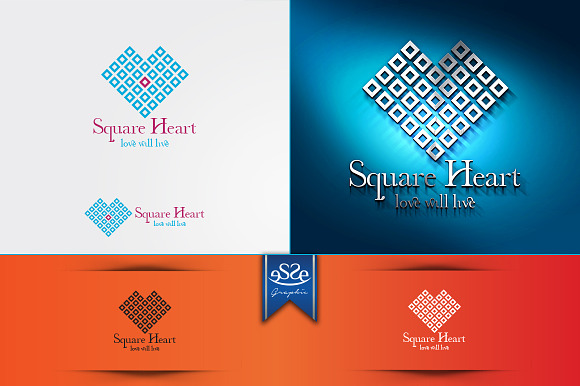 Square Heart in Logo Templates - product preview 1