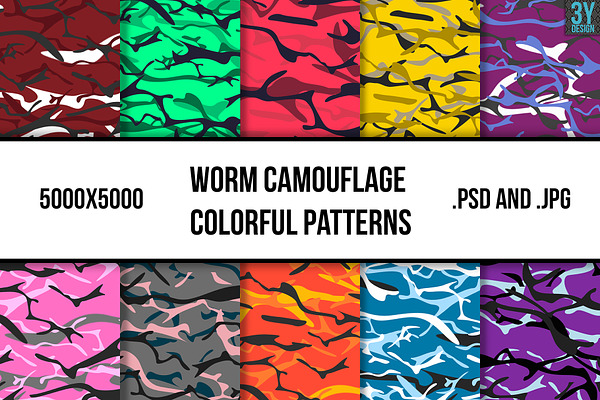 Worm Camouflage Colorful Pattern