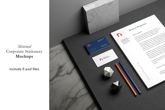 Minimal Corporate Stationery Mockup in Branding Mockups - product preview 9