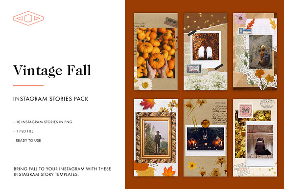 10 Vintage Fall Instagram Story Pack in Instagram Templates - product preview 3