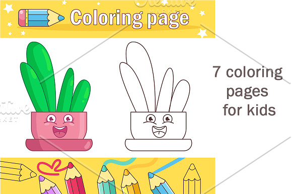 7 coloring pages for kids in Illustrations - product preview 1