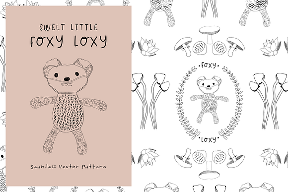 Sweet Little Fox Seamless Pattern in Patterns - product preview 2