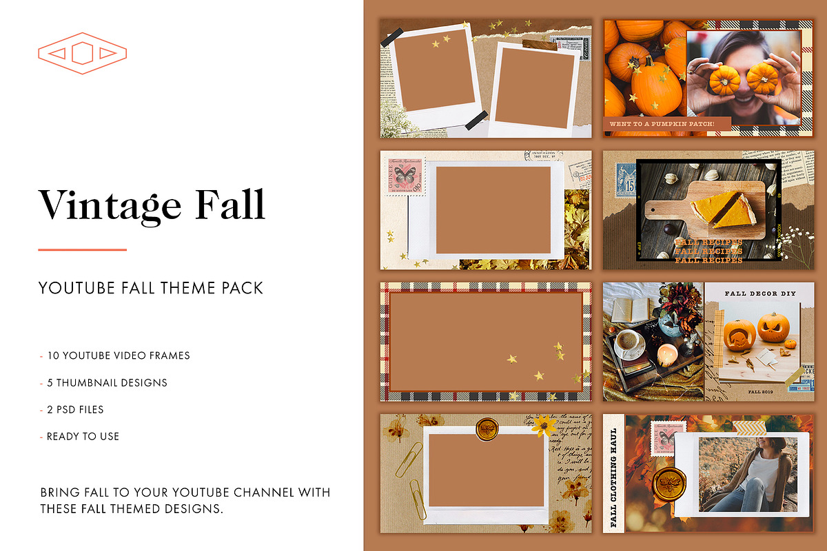 Vintage Fall Youtube Theme Pack in YouTube Templates - product preview 8
