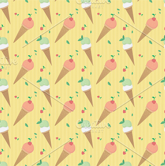 Ice Cream pattern vector set in Patterns - product preview 2