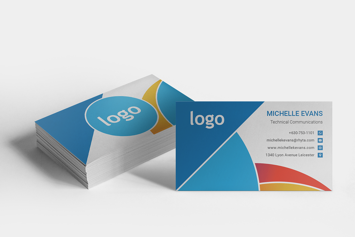 Blue and Red Business Card in Business Card Templates - product preview 8