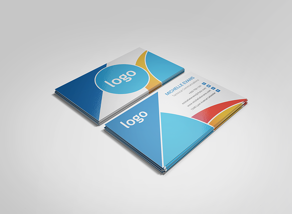 Blue and Red Business Card in Business Card Templates - product preview 1