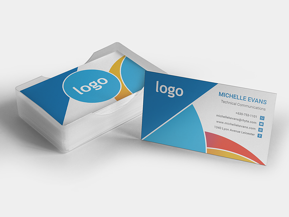Blue and Red Business Card in Business Card Templates - product preview 2