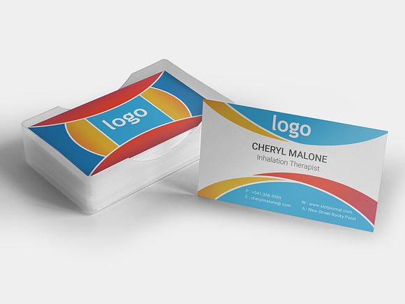 Blue and Red Business Card Template in Business Card Templates - product preview 2