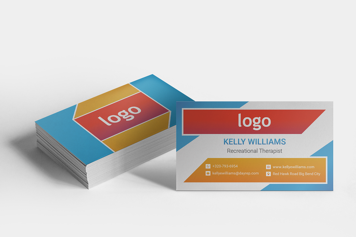 Blue and Red Business Card Template in Business Card Templates - product preview 8