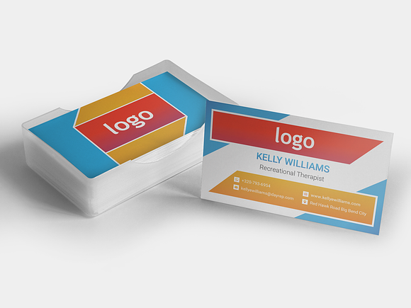 Blue and Red Business Card Template in Business Card Templates - product preview 2