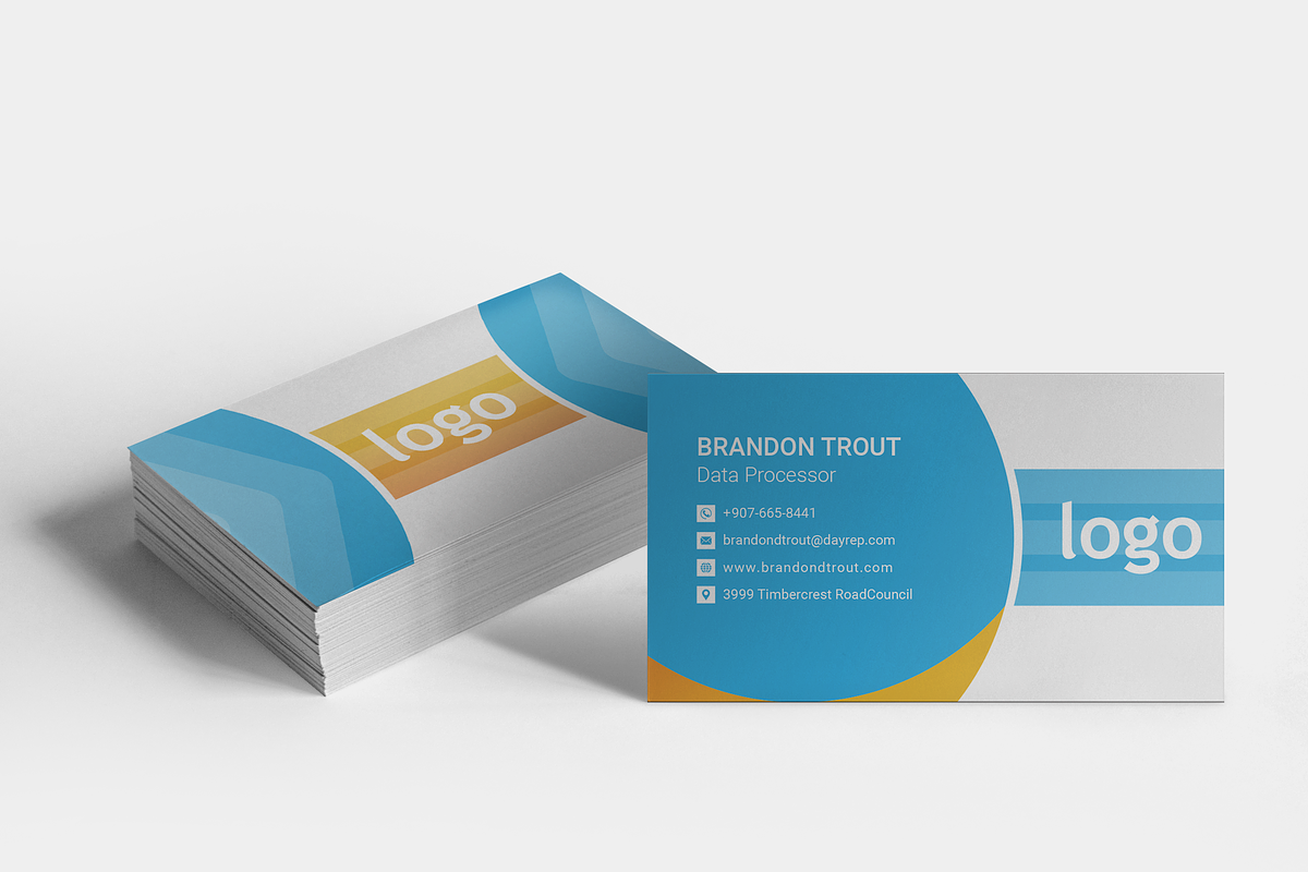 Blue & Yellow Business Card Template in Business Card Templates - product preview 8