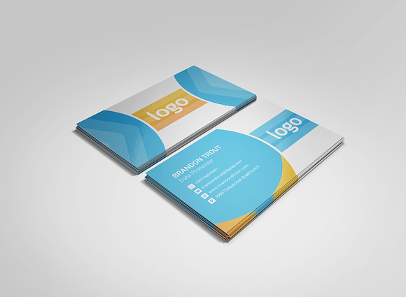 Blue & Yellow Business Card Template in Business Card Templates - product preview 1