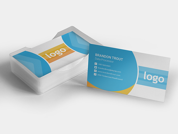 Blue & Yellow Business Card Template in Business Card Templates - product preview 2