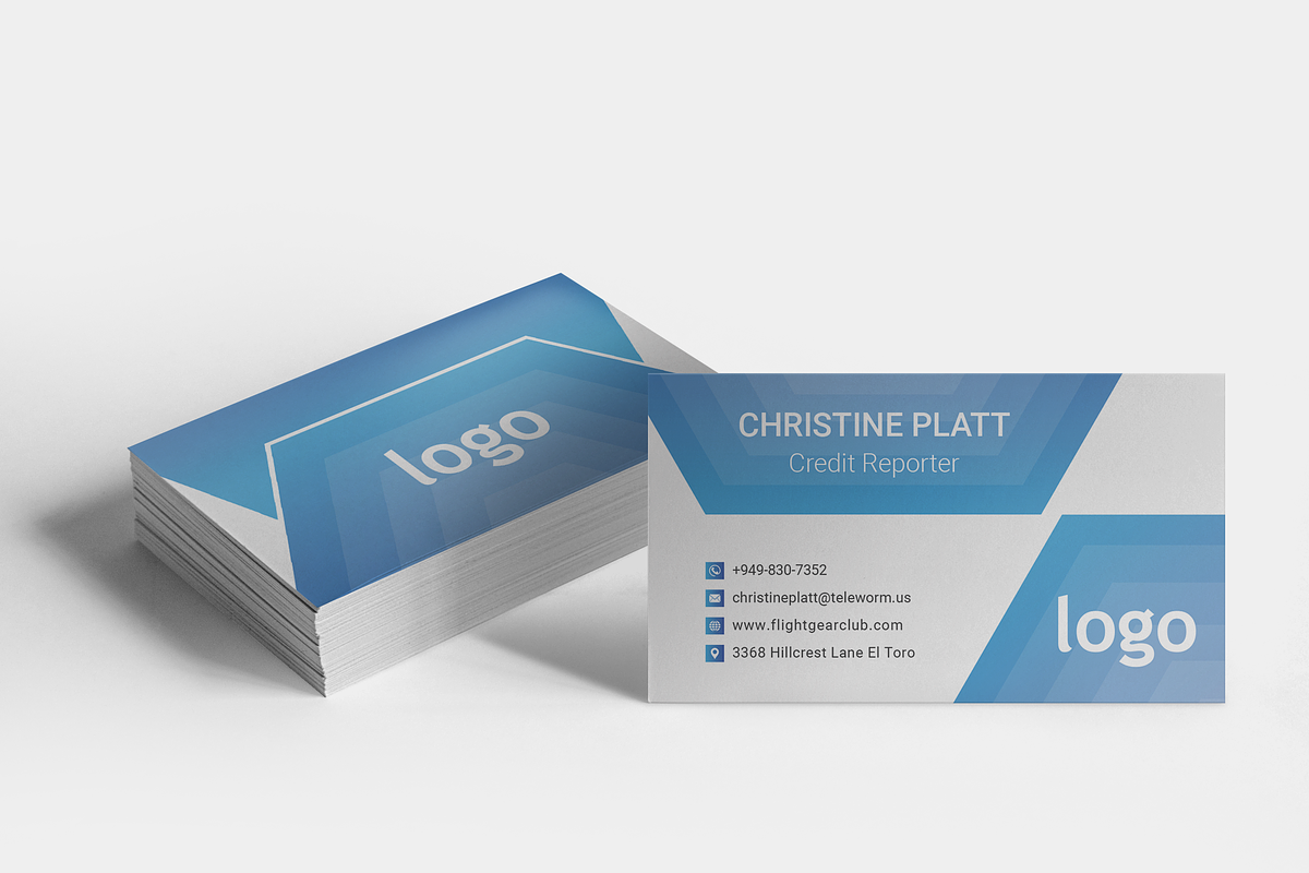 Blue Business Card Template in Business Card Templates - product preview 8