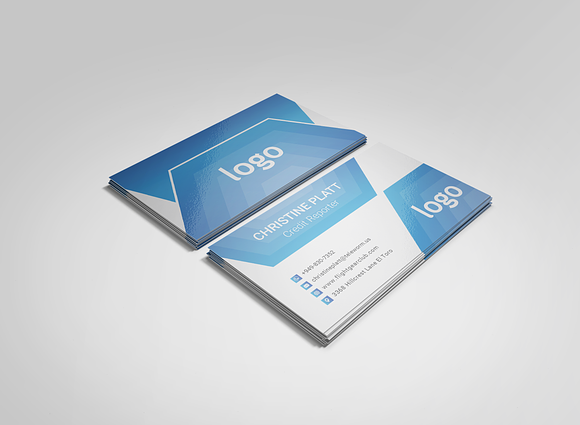 Blue Business Card Template in Business Card Templates - product preview 1