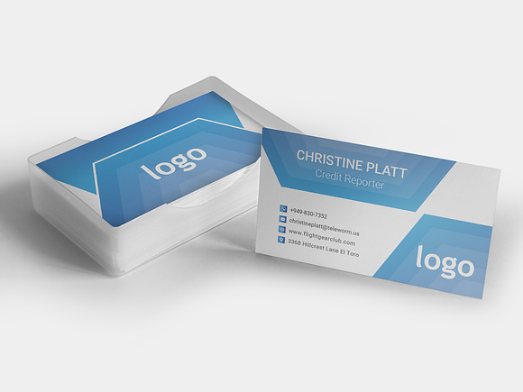 Blue Business Card Template in Business Card Templates - product preview 2