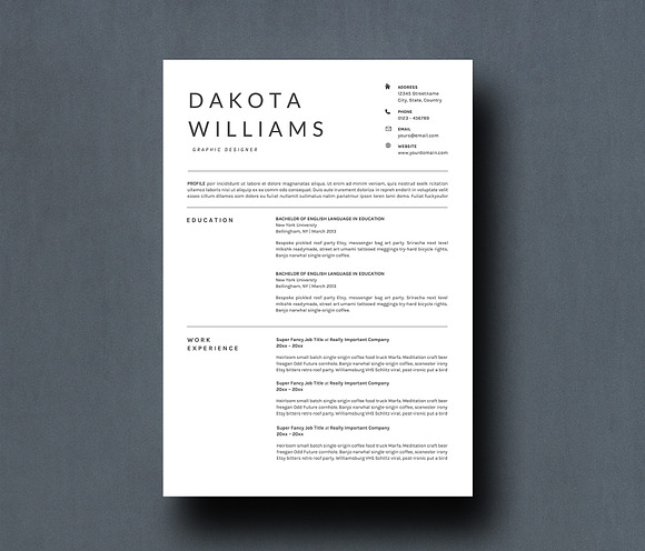 Clean ~ Resume Template Dakota in Resume Templates - product preview 2