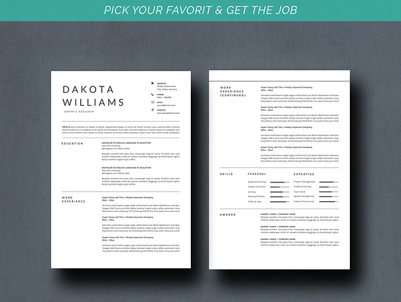 Clean ~ Resume Template Dakota in Resume Templates - product preview 4