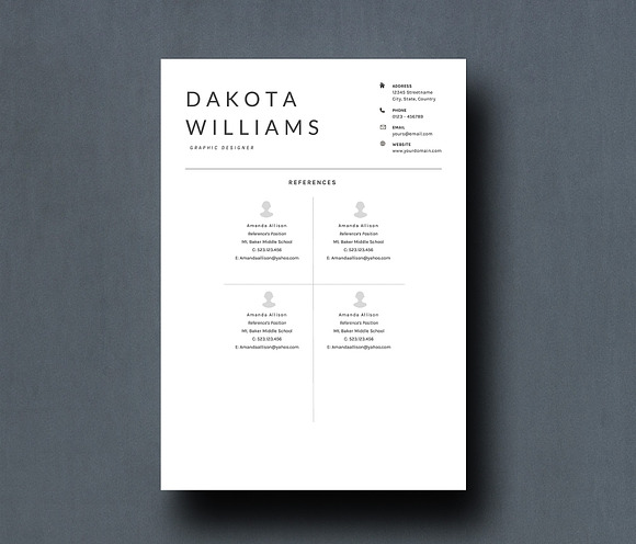 Clean ~ Resume Template Dakota in Resume Templates - product preview 6
