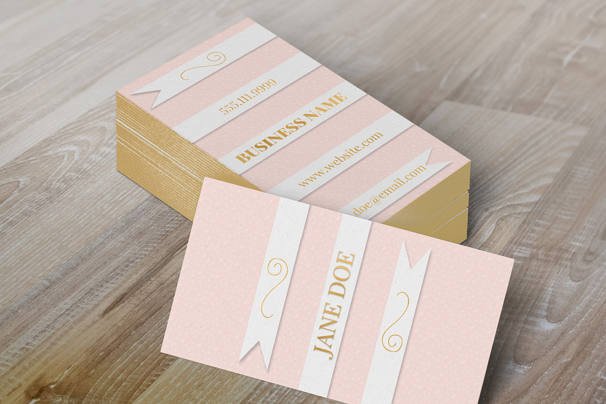 Dusty Rose Ribbon Business Card in Business Card Templates - product preview 8