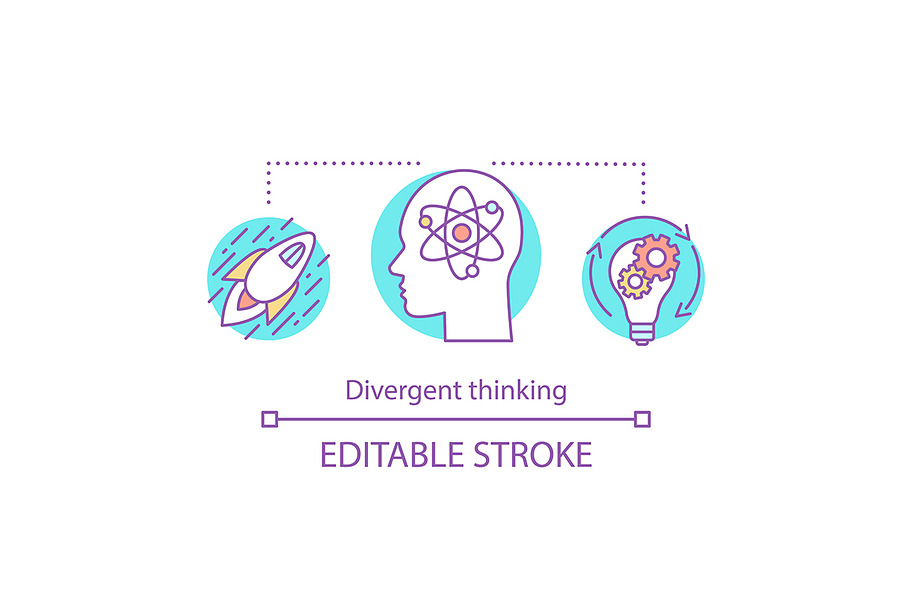 Divergent thinking concept icon