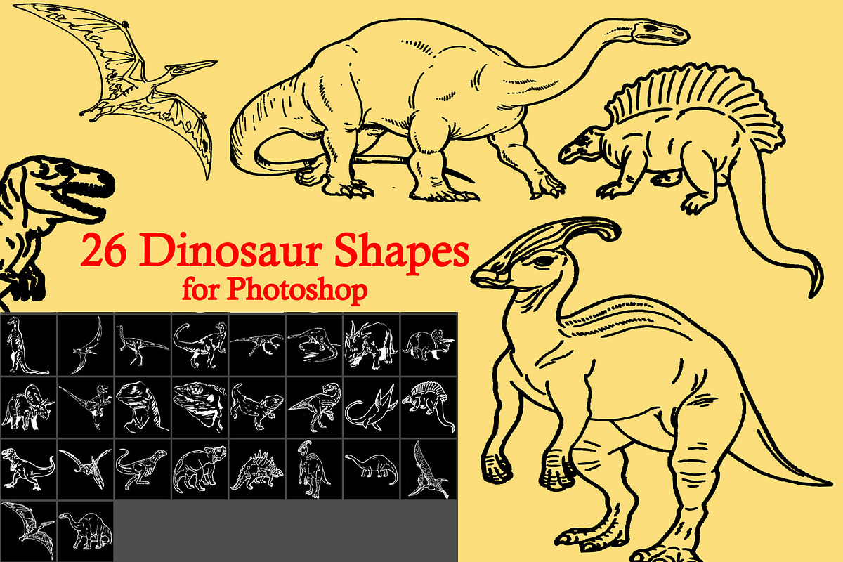 26 Dinosaur Shapes for Photoshop in Add-Ons - product preview 8