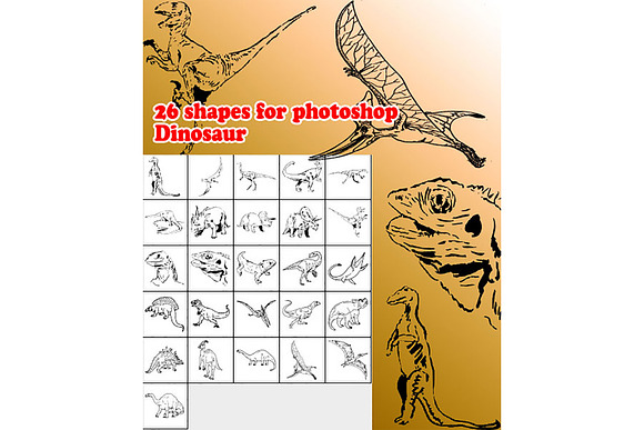26 Dinosaur Shapes for Photoshop in Add-Ons - product preview 1