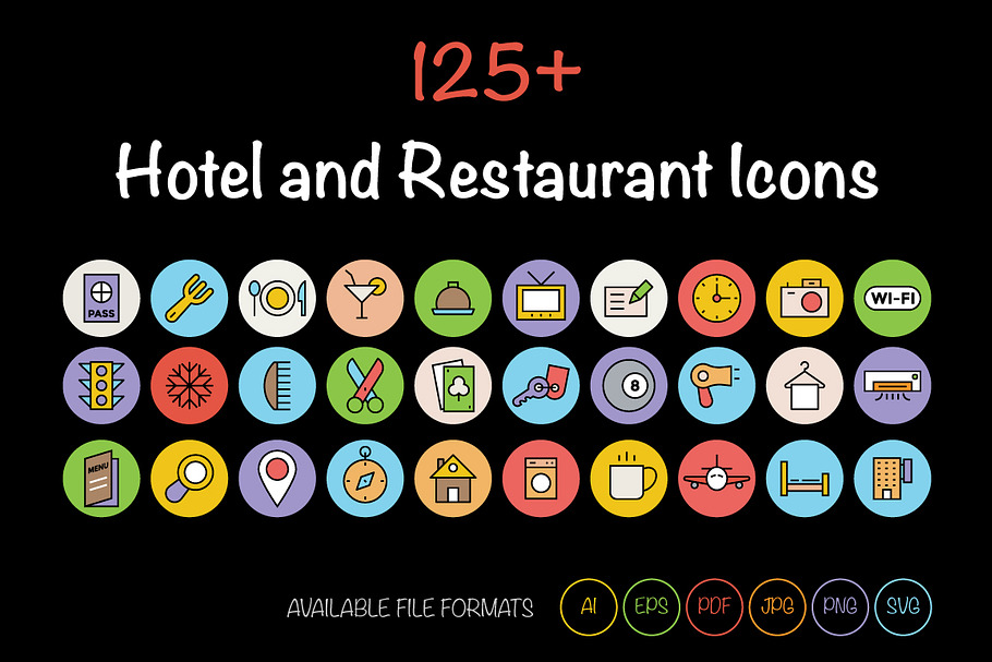 125+ Hotel and Restaurant Icons