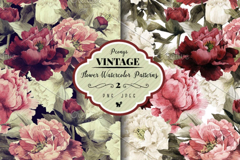 Seamless floral patterns with peonie in Patterns - product preview 8