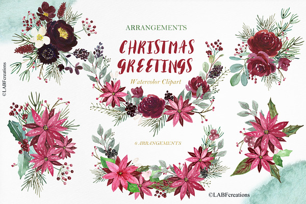 Christmas greetings watercolor cards