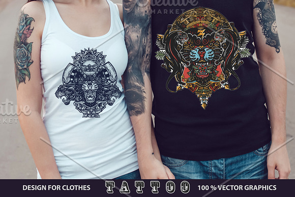 Black panthers tattoo in Graphics - product preview 3
