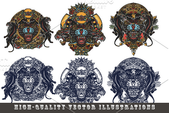 Black panthers tattoo in Graphics - product preview 4