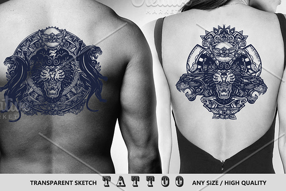 Black panthers tattoo in Graphics - product preview 5