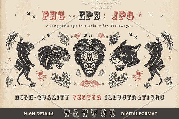 Black panthers tattoo in Graphics - product preview 6