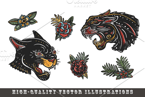 Black panthers tattoo in Graphics - product preview 7