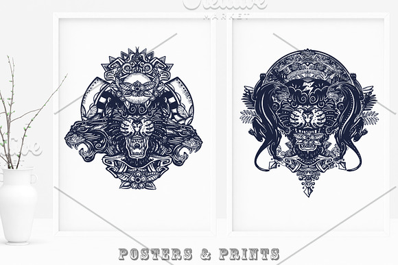 Black panthers tattoo in Graphics - product preview 8