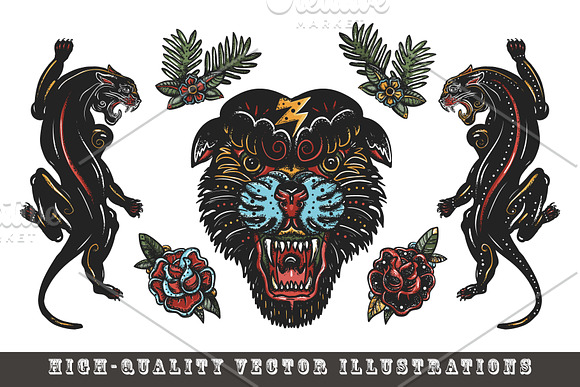 Black panthers tattoo in Graphics - product preview 9