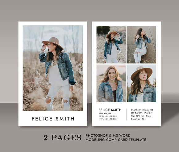 Modeling Comp Card Template MC002 in Card Templates - product preview 1