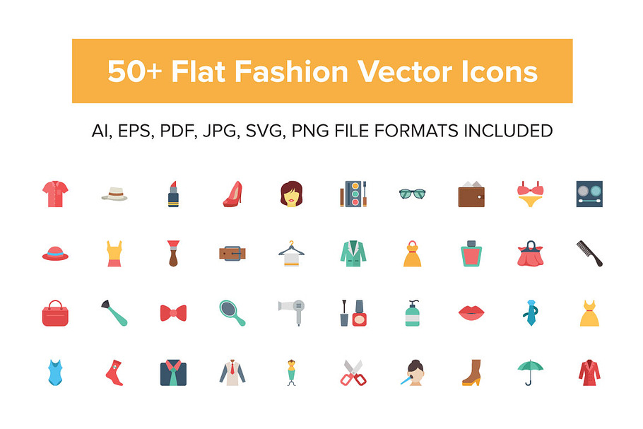 50+ Flat Fashion Vector Icons