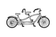 Tandem bicycle sketch engraving