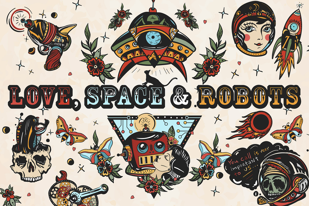 Love, Space + Robots tattoo in Graphics - product preview 8